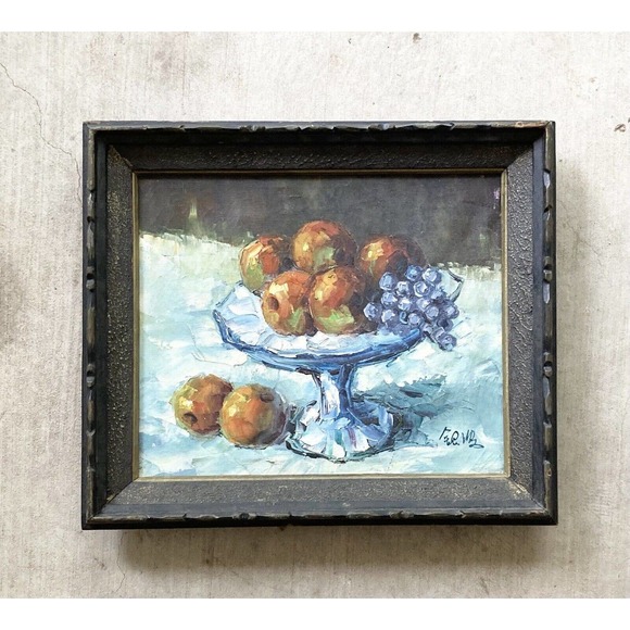 Early 20th-Century Original Framed Oil on Canvas Fruit Presentation Still Life - Picture 2 of 10